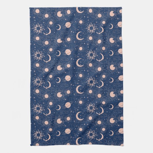 Planeten- und Sternmuster Geschirrtuch (Vertikal)