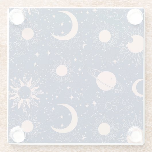 Planeten- und Sternmuster Glasuntersetzer (Rückseite)