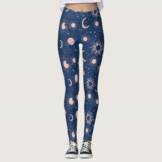 Planeten- und Sternmuster Leggings (Vorderseite)