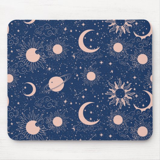 Planeten- und Sternmuster Mousepad (Vorne)