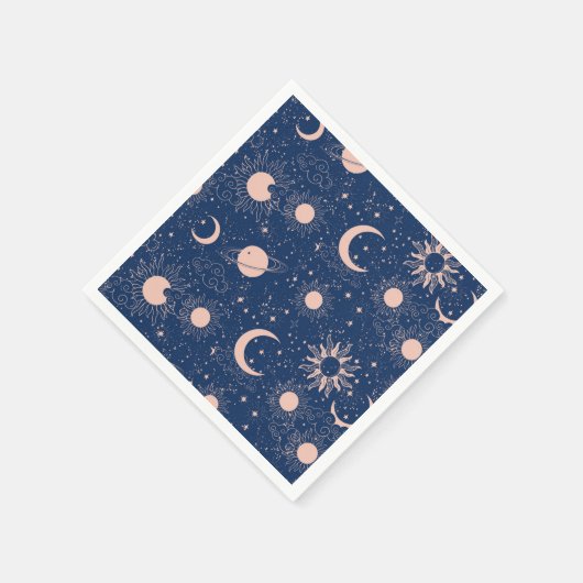 Planeten- und Sternmuster Serviette (Ecke)