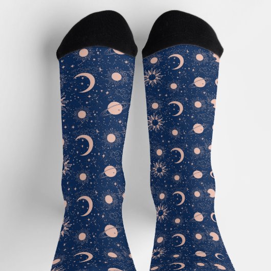 Planeten- und Sternmuster Socken (Oben)