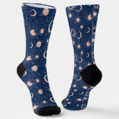 Planeten- und Sternmuster Socken (Gewinkelt)