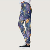 Planeten und Sternzeichen Nahtloses Muster Leggings (Links)