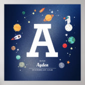 Planeten und Universe Space Baby Name Monogram Poster (Vorne)