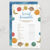 Planeten Weltraum Kinderdusche Word Scramble (Vorne/Hinten)