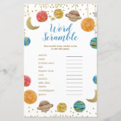 Planeten Weltraum Kinderdusche Word Scramble (Vorderseite)