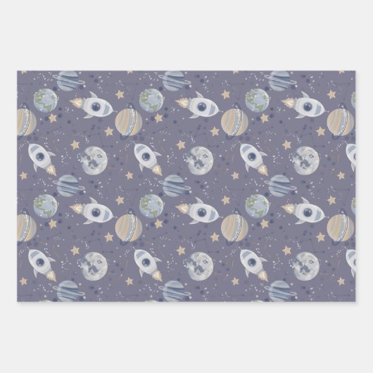 Planeten Weltraumastronaut Geschenkpapier Set (Vorderseite 2)