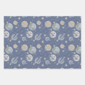 Planeten Weltraumastronaut Geschenkpapier Set (Vorderseite)