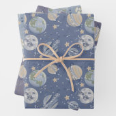 Planeten Weltraumastronaut Geschenkpapier Set (Beispiel)
