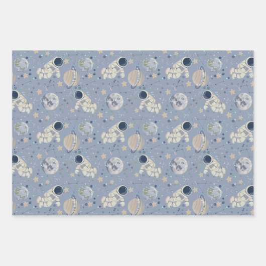 Planeten Weltraumastronaut Geschenkpapier Set (Vorderseite 3)