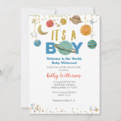 Planeten Weltraumdusche Einladung (Vorderseite)