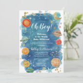 Planeten Weltraumdusche Einladung (Stehend Vorderseite)