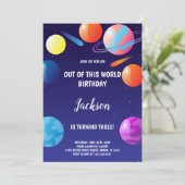 Planeten Weltraumkids-Party laden ein Einladung (Stehend Vorderseite)