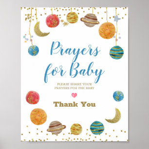 Planeten Weltraumprayers für Baby Gold Glitzer Poster