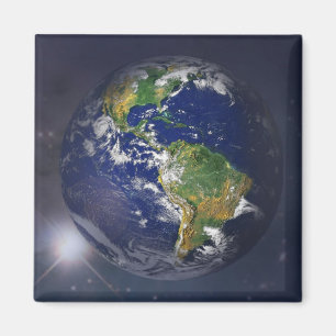 Planetenerde, die über die Sonne im Raum steigt Magnet