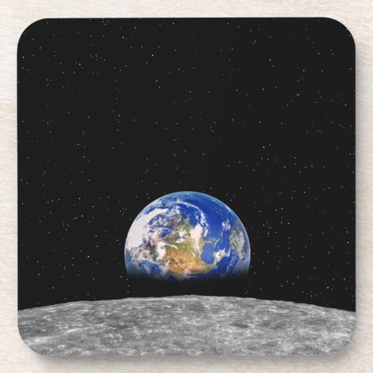 Planetenerde, die über Mond steigt Getränkeuntersetzer (Vorderseite)