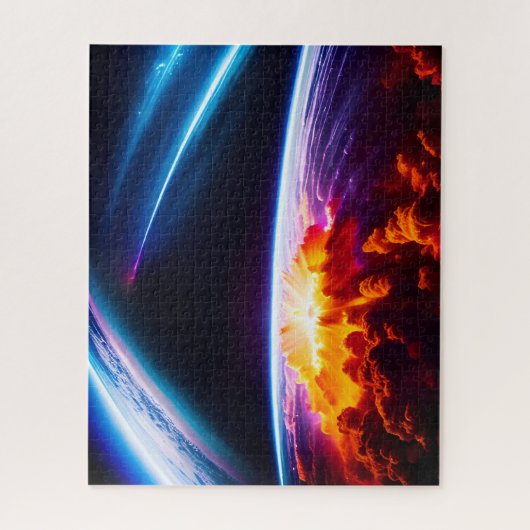 Planetenexplosion unter kosmischem Universum Puzzle (Vertikal)