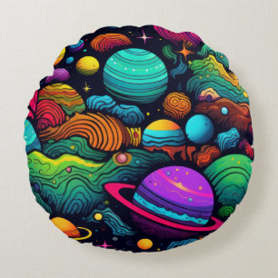 Planetenhintergrund Rundes Kissen