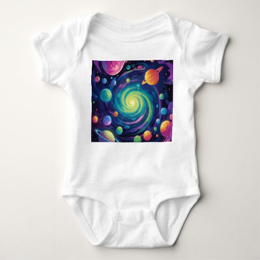 Planetenspin Baby Strampler (Vorderseite)