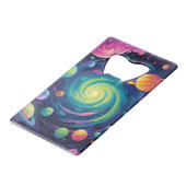 Planetenspin Geldbeutel Flaschenöffner (Rückseite Schrägansicht)