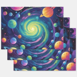 Planetenspin Geschenkpapier Set