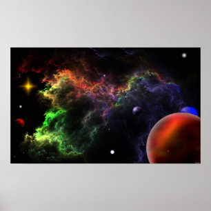 Planetoiden im Nebelcluster Poster