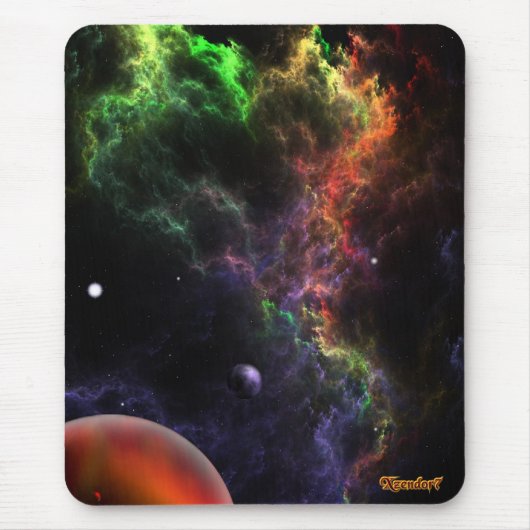 Planetoiden im Nebula Cluster Weltraumkunst Mousepad (Vorne)