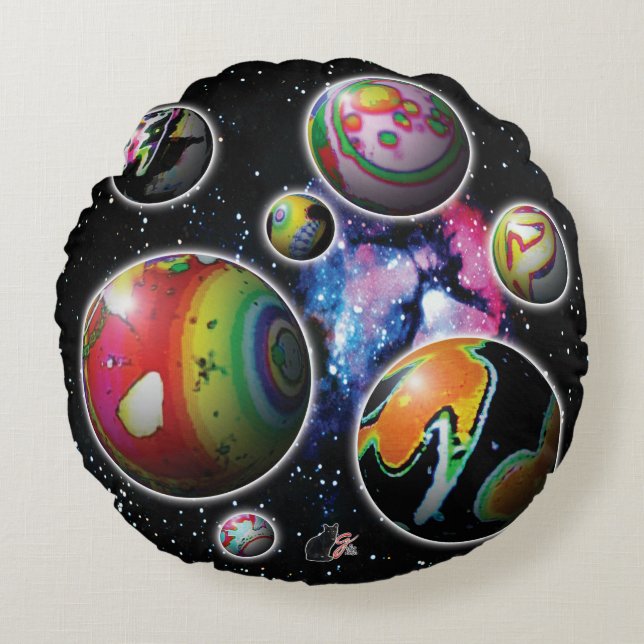 Planetoiden Rundes Kissen (Vorderseite)