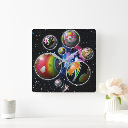 Planetoids-Uhr Quadratische Wanduhr (Zuhause)