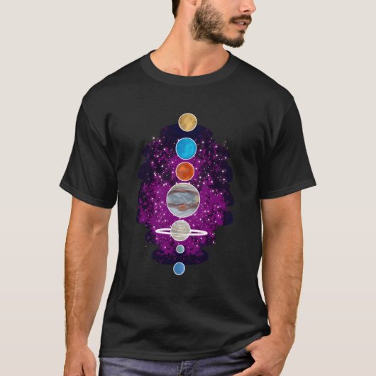 Planets Alignt Celestial Bodies Galaxy Space T-Shirt (Vorderseite)