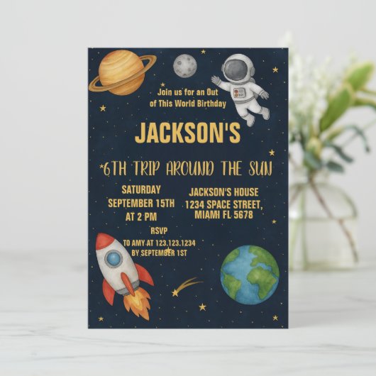 Planets Explorer-Party einladen Einladung (Stehend Vorderseite)