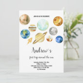 Planets Galaxy Geburtstagseinladungen Einladung (Stehend Vorderseite)