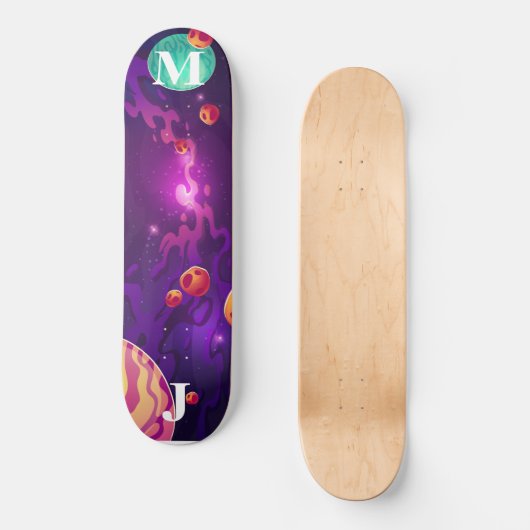 Planets in Space Personalized Skateboard (Vorderseite)
