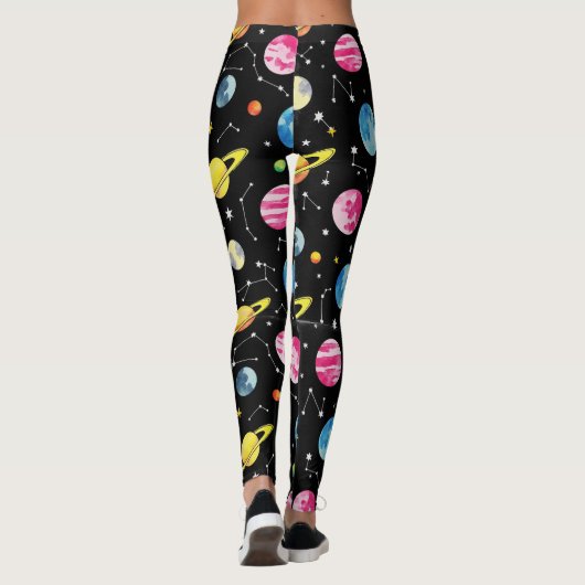 Planets Moons Galaxy Muster Leggings (Rückseite)