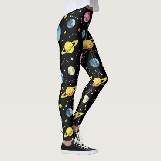 Planets Moons Galaxy Muster Leggings (Rechts)