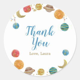 Planets Outdoor Space Baby Showdusche Gold Glitzer Runder Aufkleber