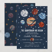 Planets Outer Space Boy Baby Shower Einladung (Vorne/Hinten)