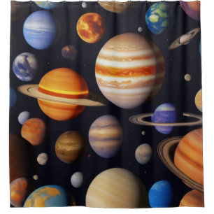 Planets Pattern Duschvorhang