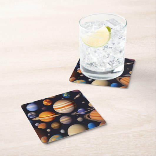 Planets Pattern Rechteckiger Pappuntersetzer (Vor Ort)