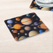 Planets Pattern Rechteckiger Pappuntersetzer (angewinkelt)
