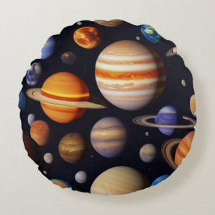 Planets Pattern Rundes Kissen