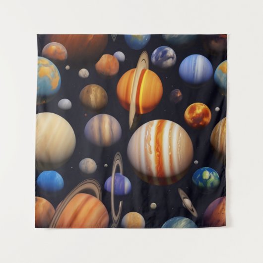 Planets Pattern Wandteppich (Vorderseite (Horizontal))