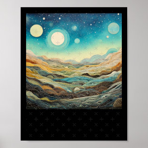 Planets Psychedelic Landscapes Sublime Nature Stic Poster