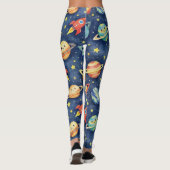 Planets Rocket Ships Stars Galaxy Leggings (Rückseite)