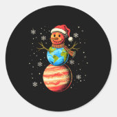 Planets Snowman Space Funny Christmas Astronomy Fo Runder Aufkleber (Vorderseite)