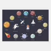 Planets Solar System Astronaut Graphic 3-Piece Geschenkpapier Set (Vorderseite 2)