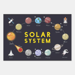 Planets Solar System Astronaut Graphic 3-Piece Geschenkpapier Set