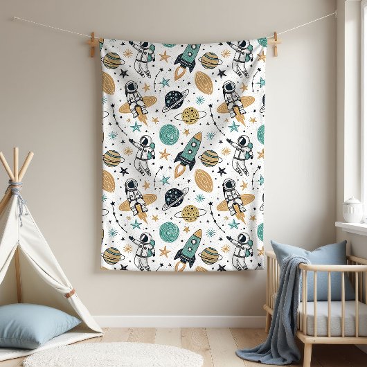 Planets & Stars Blanket Baby Boy Shower Gift Fleecedecke