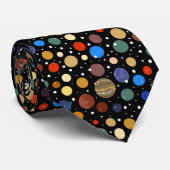 Planets Stars Moon Night Pattern Nahtlos Krawatte (Gerollt)